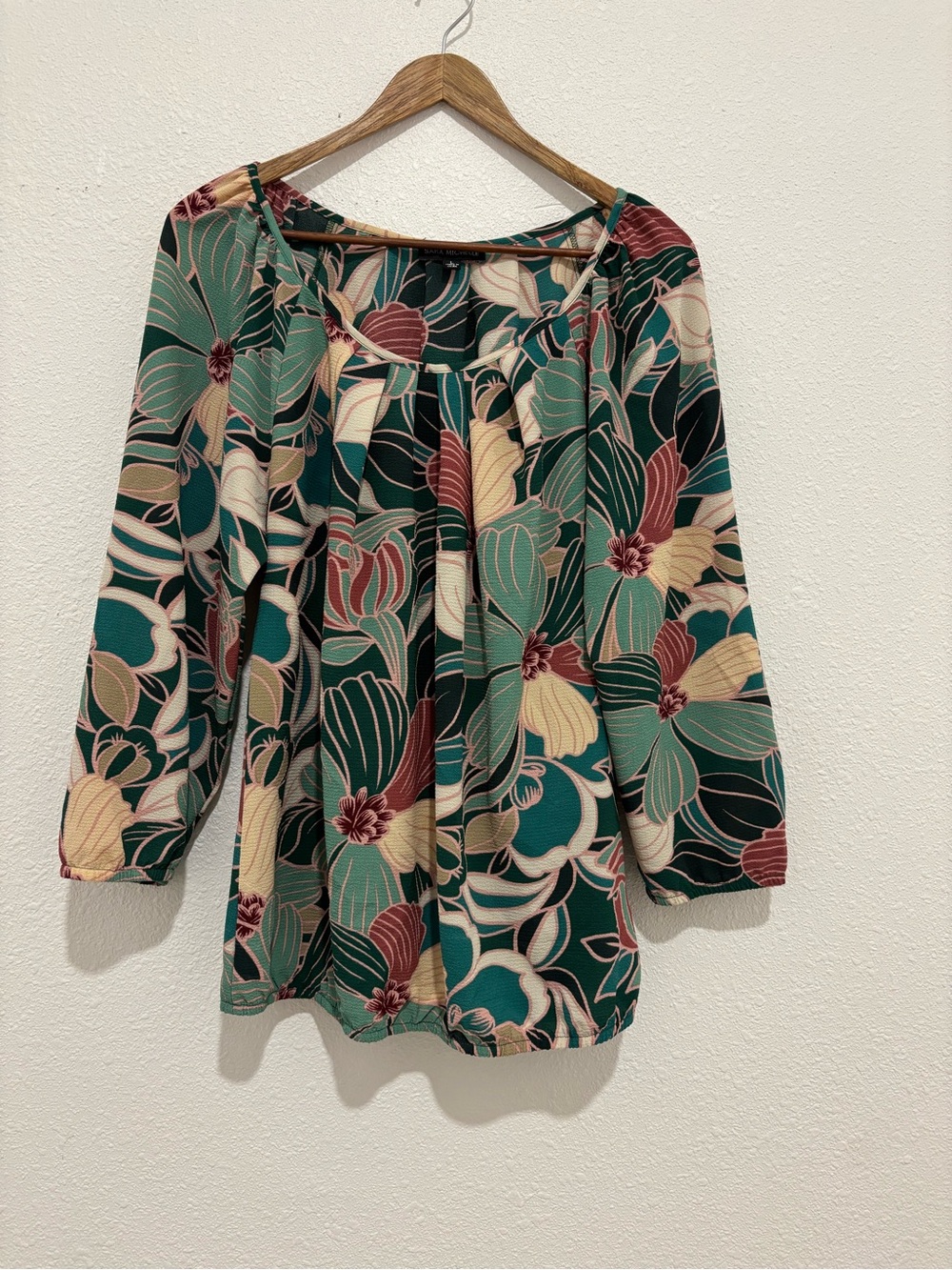 Sara Michelle Floral Scoop-Neck Top - Teal Multi